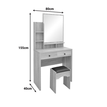 Τουαλέτα Κρεβατοκάμαρας Cenzo σε Φυσική με Μαύρη Απόχρωση 80x40x155