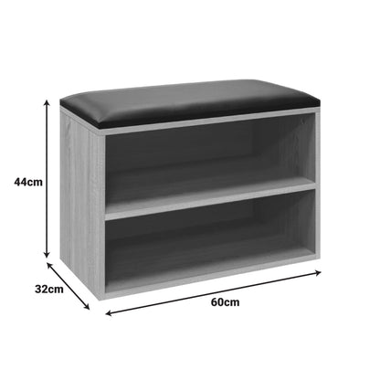 Παπουτσοθήκη-Σκαμπό Kiana 4 Ζεύγων με Μαξιλάρι σε Καρυδί Απόχρωση 60x32x44