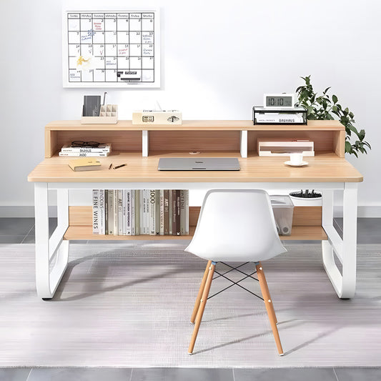 Γραφείο Εργασίας Evrepy MDF σε Oak Απόχρωση με Λευκό Μέταλλο 100x60x73