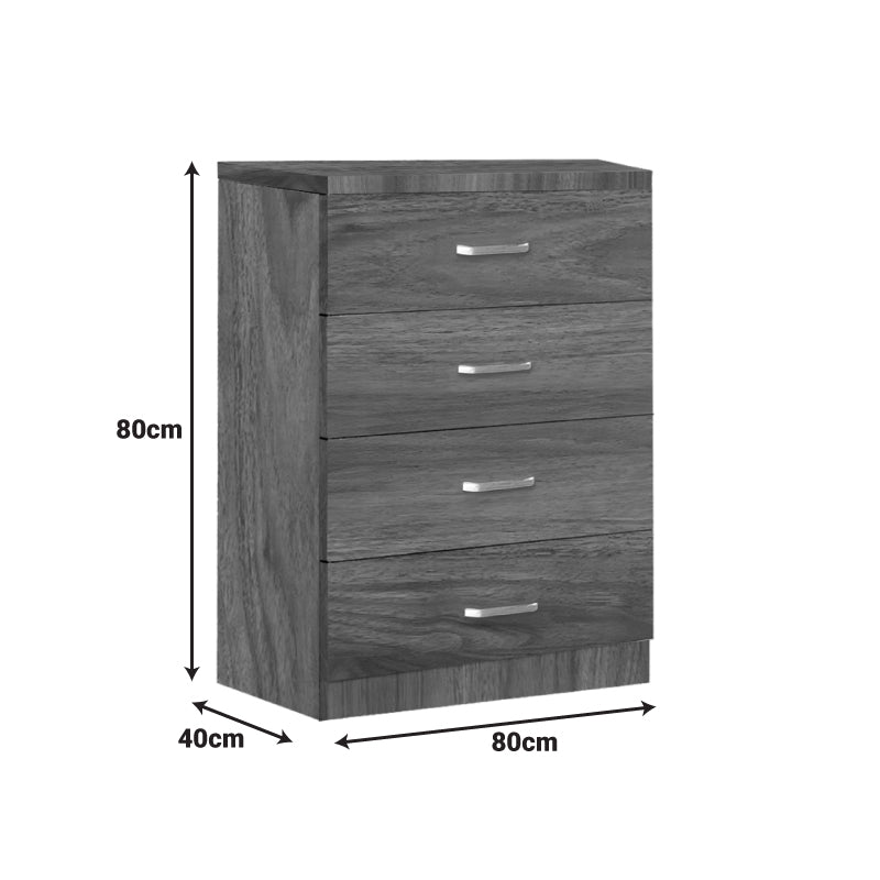 Συρταριέρα Killian με 4 Συρτάρια Καρυδί 80x40x80