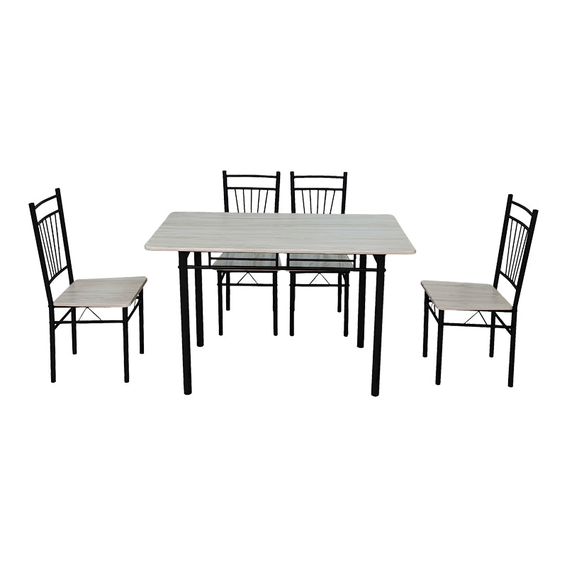 Τραπεζαρία Roza Σετ 5 Τμχ MDF Sonoma με Μεταλλικό Μαύρο Πόδι 120x65x75