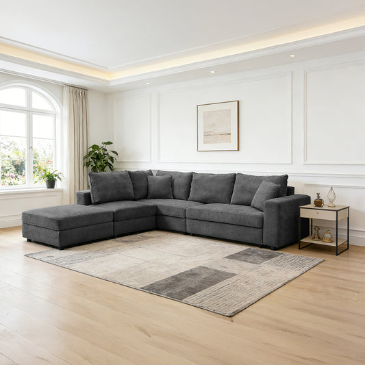 Πολυμορφικός Καναπές Navaro Ύφασμα Ανθρακί 281x256x85