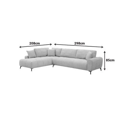 Veneto Corner Sofa Right Corner Grey Fabric 298x208x85