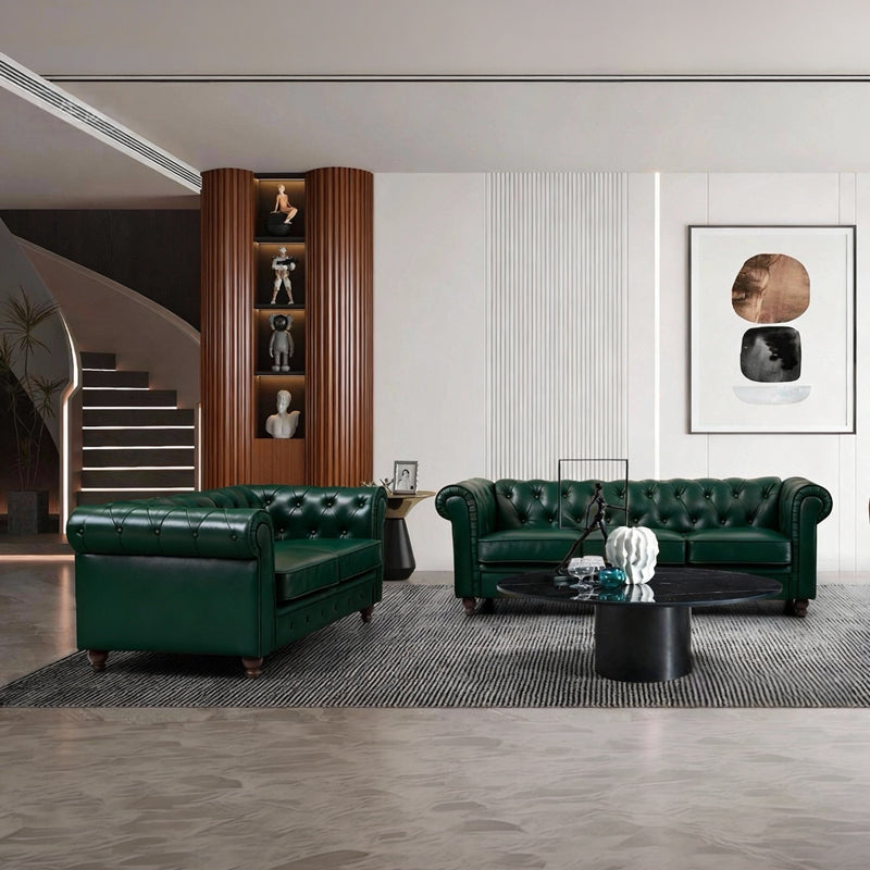Καναπές Τριθέσιος Τ. Chesterfield PU Κυπαρισσί 203x84x67