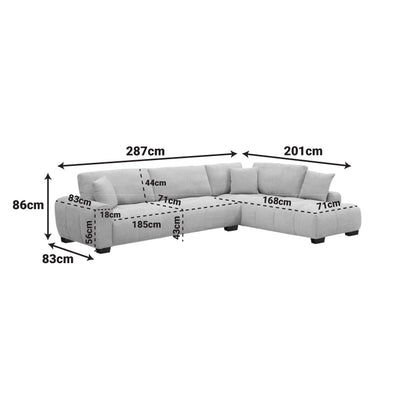 Corner Sofa Vaneto Left Corner Anthracite Fabric 298x208x85