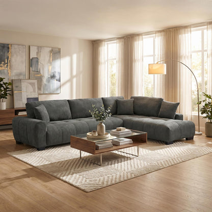 Corner Sofa Vaneto Left Corner Anthracite Fabric 298x208x85