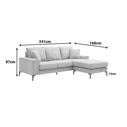 Corner Sofa Ravelma Reversible Beige Fabric 241x168x87