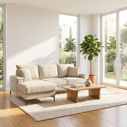 Corner Sofa Ravelma Reversible Beige Fabric 241x168x87