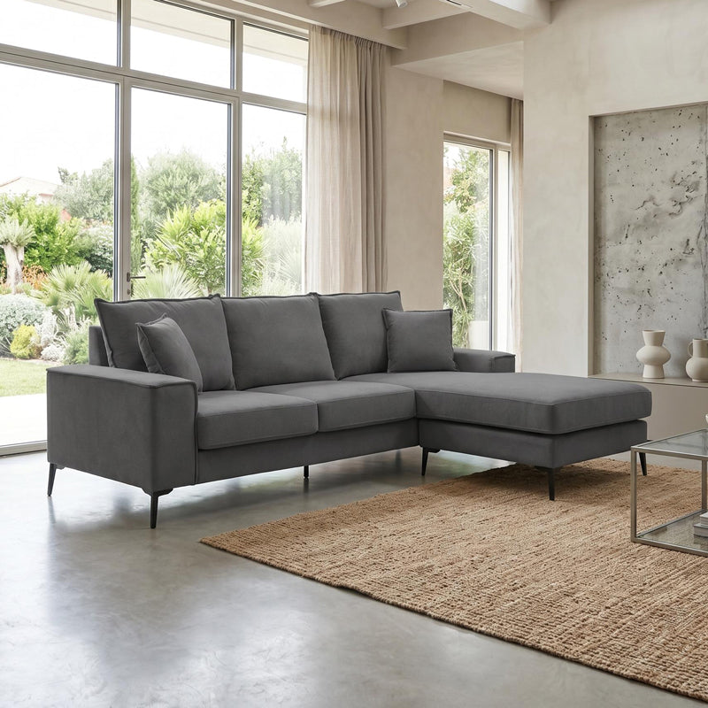 Ravelma Reversible Corner Sofa Anthracite Fabric 241x168x87