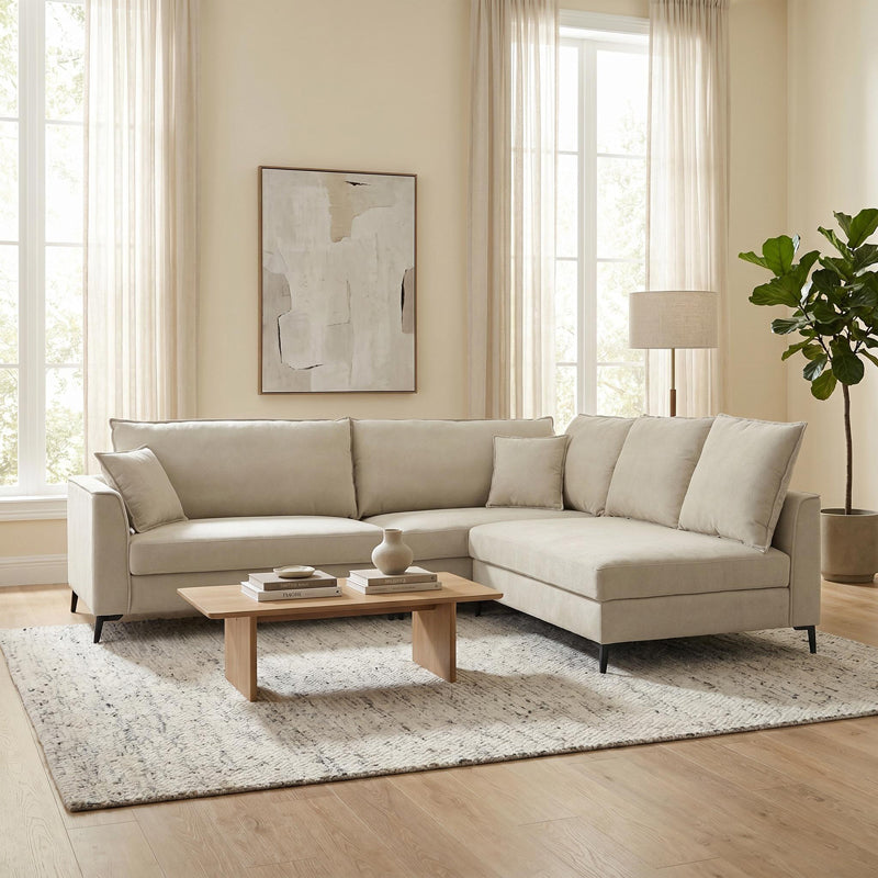 Corner Sofa Almy Reversible Beige Fabric 271x219x91