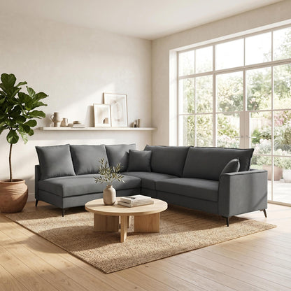 Almy Reversible Corner Sofa Anthracite Fabric 271x219x91