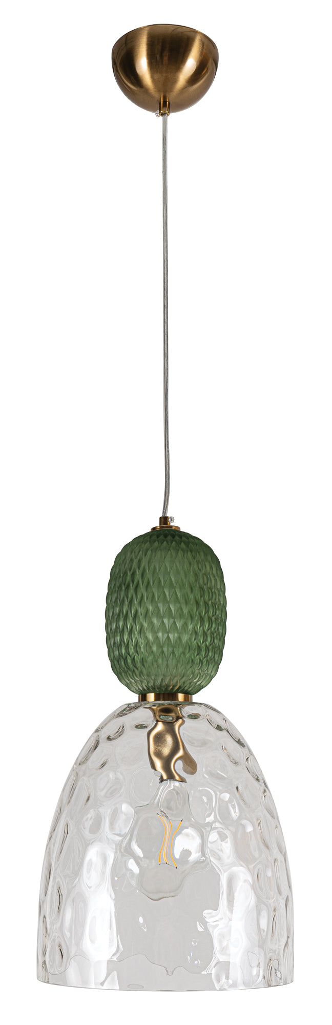 PDC 1281 GN 1/Φ ΣΦΥΡΙΛΑΤΟ ΔΙΑΦΑΝΟ ΜΕ ΔΙΑΚΟΣΜΗΤΙΚΟ ΠΡΑΣΙΝΟ ΓΥΑΛΙ 1xE27 Φ25x(45-120)