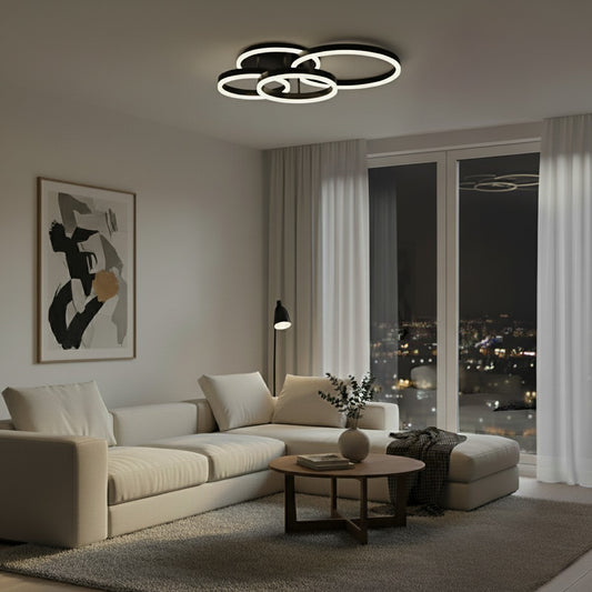 VENOM KLV-101-0184 Φωτιστικό Οροφής LED 100W 10000lm 360° AC 220-240V IP20 Ρυθμιζόμενο Λευκό CCT με Χειριστήριο από 2700K έως 6000K Dimmable - Lumileds SMD Chip - Μαύρο Ματ - Μ70 x Π40 x Υ16