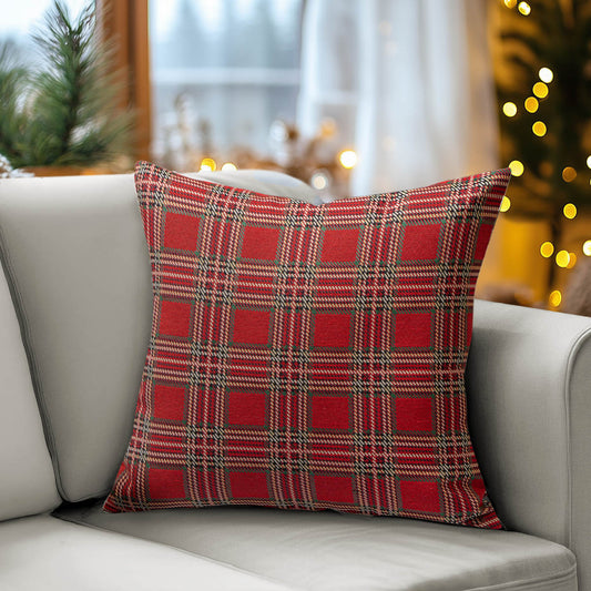 Μαξιλαροθήκη Στόφα Καρώ Κόκκινο 40x40εκ