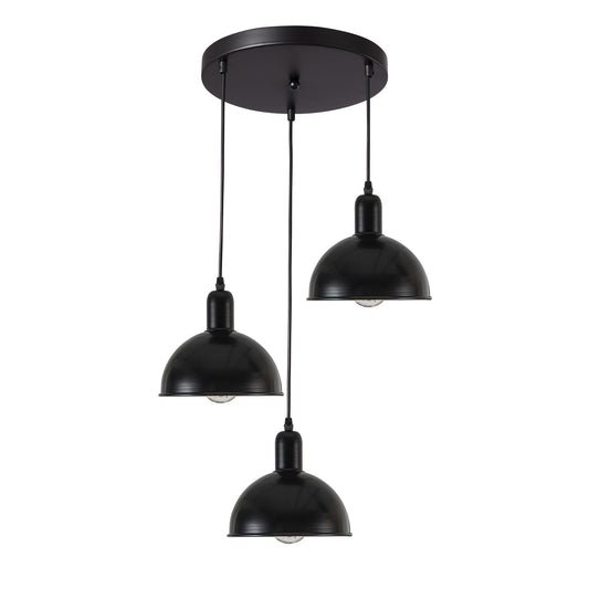 PDA 206-3 ΣΤΡΟΓΓΥΛΗ ΡΟΖΕΤΑ 3/Φ ΜΕ ΚΑΜΠΑΝΕΣ ΜΑΥΡΕΣ ΑΝΙΣΟΠΕΔΕΣ 3xΕ27 Φ28x94