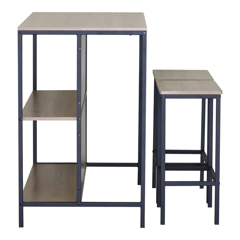 Σετ Τραπέζι Μπαρ Bailon με Ράφια σε Oak Απόχρωση με Μαύρο Μέταλλο 100x60x95