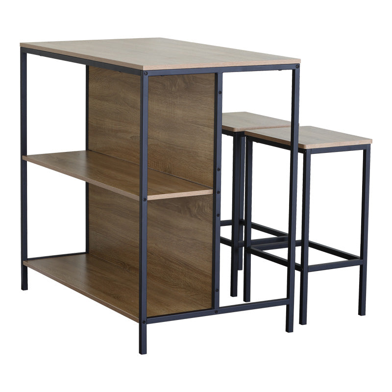 Σετ Τραπέζι Μπαρ Bailon με Ράφια σε Oak Απόχρωση με Μαύρο Μέταλλο 100x60x95