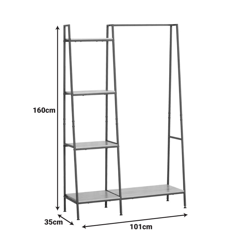 Έπιπλο Εισόδου-Ραφιέρα Herevy σε Oak Απόχρωση με Μαύρο Μέταλλο 101x35x160