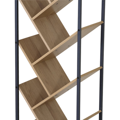 Βιβλιοθήκη Orunta Oak-Μαύρο Μέταλλο 40x26.5x150