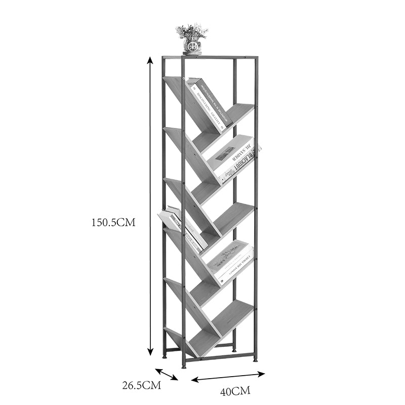 Βιβλιοθήκη Orunta Oak-Μαύρο Μέταλλο 40x26.5x150