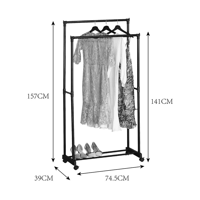 Κρεμάστρα Δαπέδου Ganco Μαύρο Μέταλλο 74.5x39x157