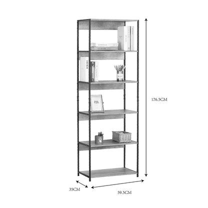 Βιβλιοθήκη Kaliano Oak-Μαύρο Μέταλλο 59.5x35x176.5