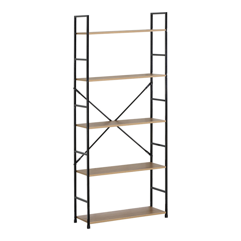 Βιβλιοθήκη Manlo Oak με Μαύρο Μέταλλο 58.6x23.5x144