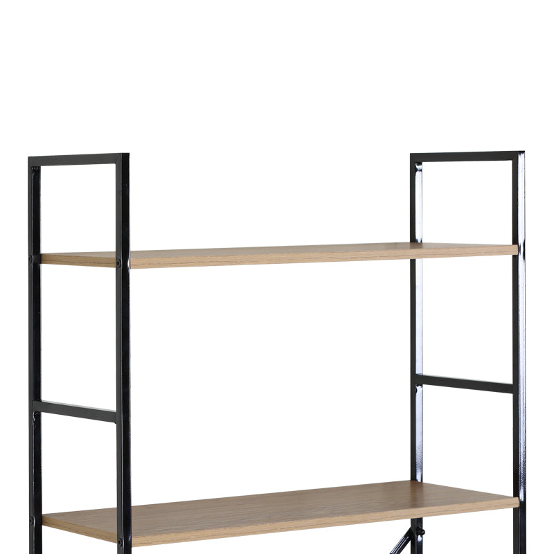 Βιβλιοθήκη Manlo Oak με Μαύρο Μέταλλο 58.6x23.5x144
