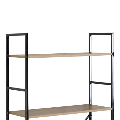 Βιβλιοθήκη Manlo Oak με Μαύρο Μέταλλο 58.6x23.5x144