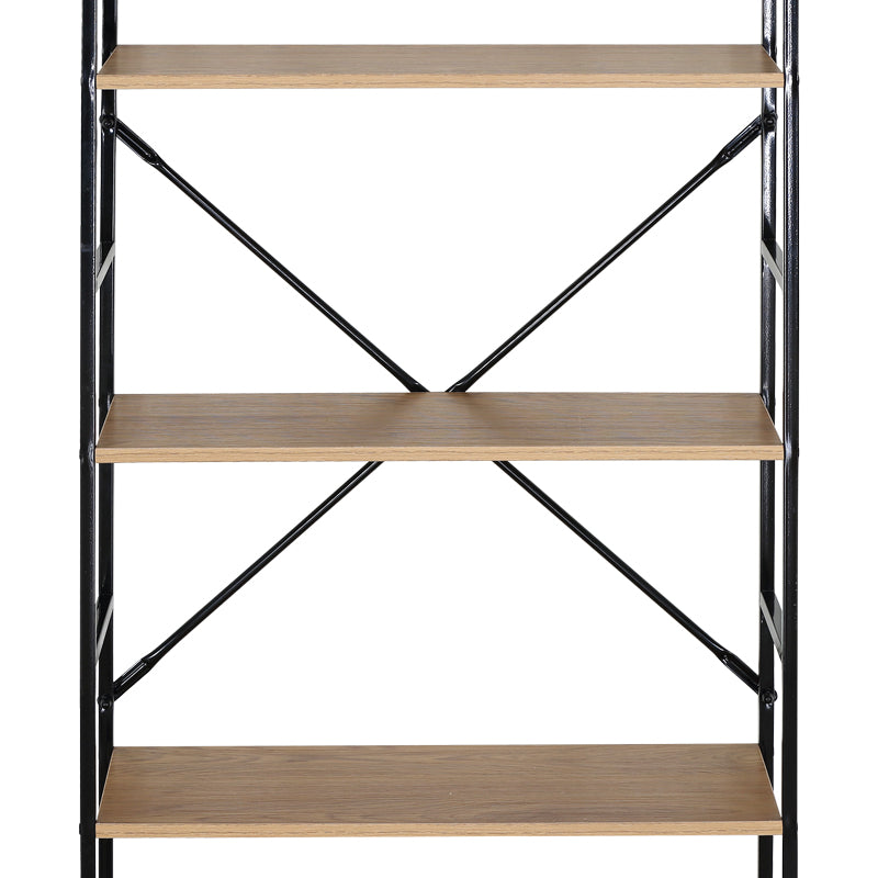 Βιβλιοθήκη Manlo Oak με Μαύρο Μέταλλο 58.6x23.5x144