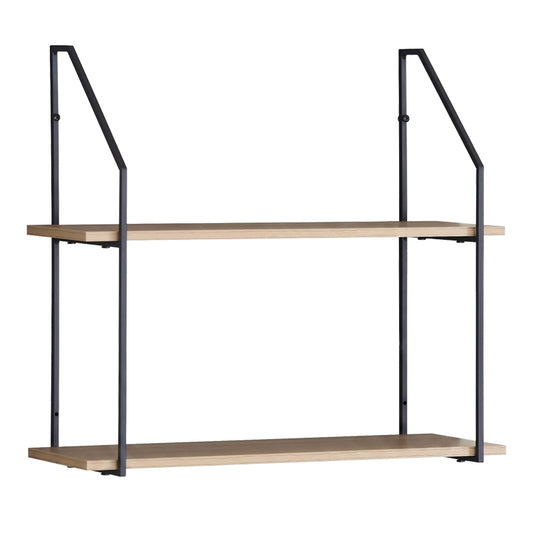 Ραφιέρα Τοίχου Fema Oak με Μαύρο Μέταλλο 60x20x52