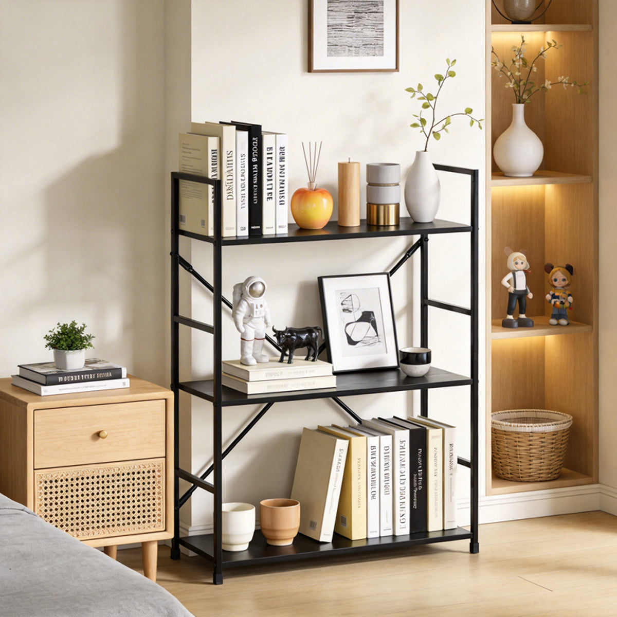 Βιβλιοθήκη-Ραφιέρα Manlo Μαύρο Μέταλλο 58.6x23.5x80