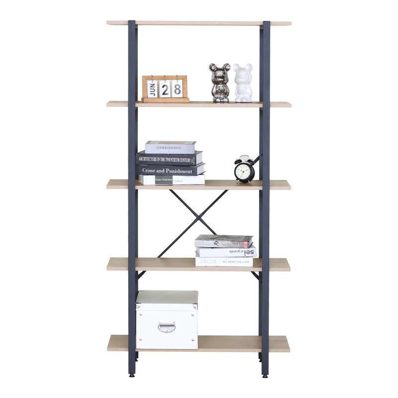 Βιβλιοθήκη Nebranzo Oak με Μαύρο Μέταλλο 80x34x155.3