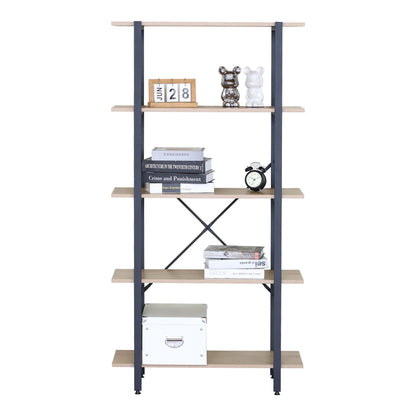Βιβλιοθήκη Nebranzo Oak με Μαύρο Μέταλλο 80x34x155.3