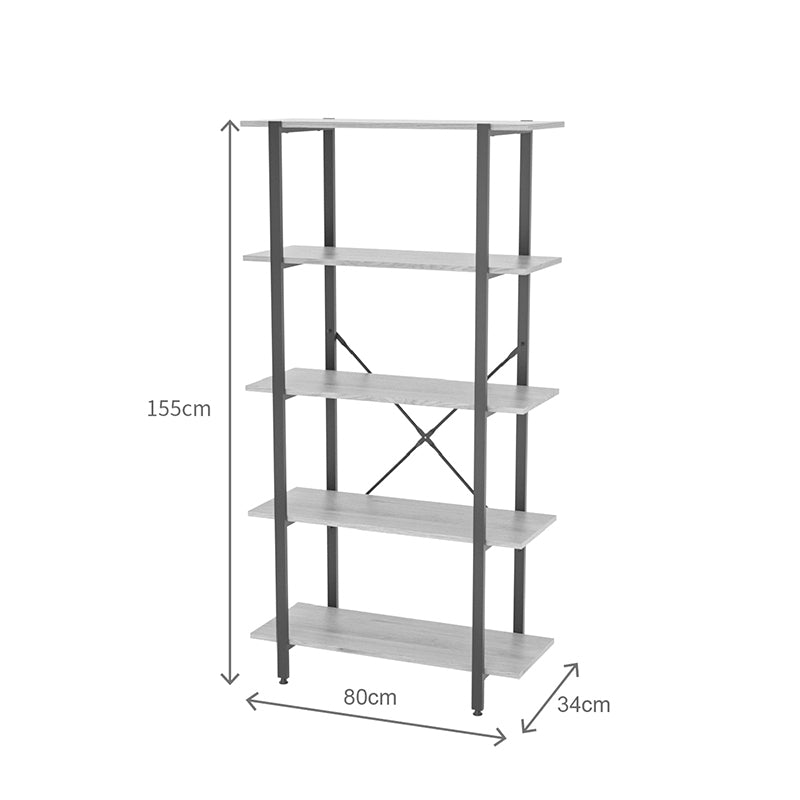 Βιβλιοθήκη Nebranzo Oak με Μαύρο Μέταλλο 80x34x155.3