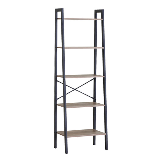 Βιβλιοθήκη Jebia Oak με Μαύρο Μέταλλο 56x37x172.2