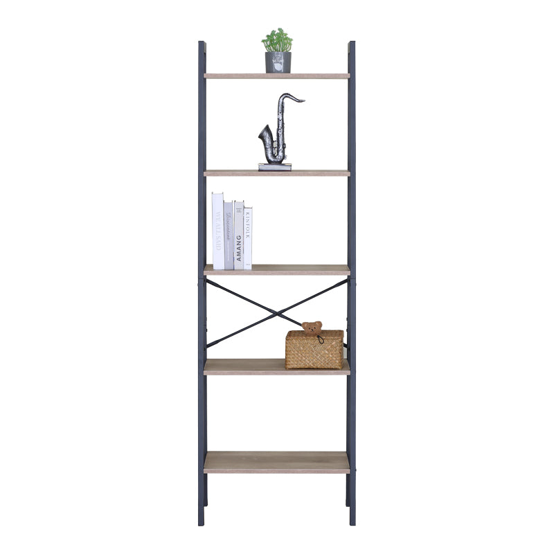 Βιβλιοθήκη Jebia Oak με Μαύρο Μέταλλο 56x37x172.2