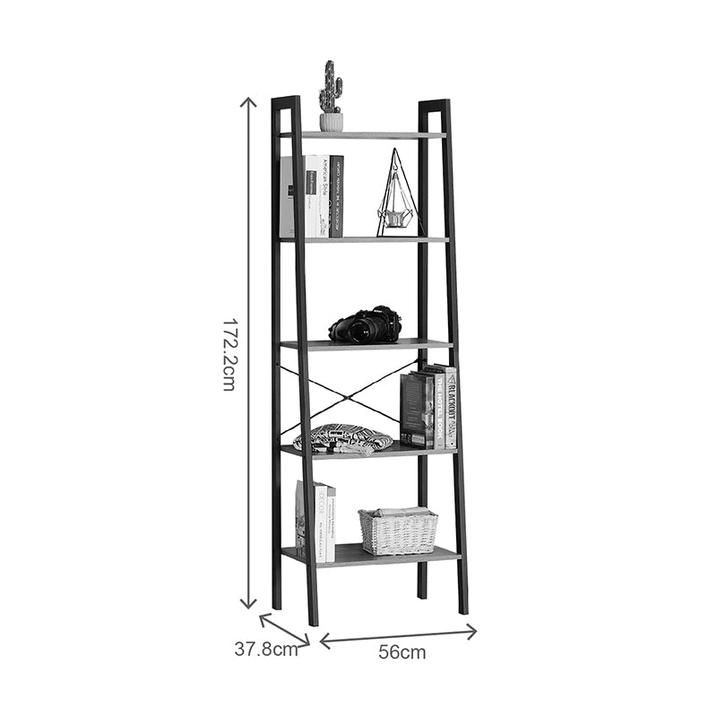 Βιβλιοθήκη Jebia Oak με Μαύρο Μέταλλο 56x37x172.2