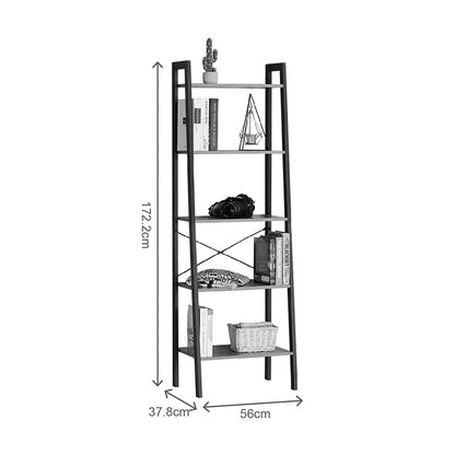 Βιβλιοθήκη Jebia Oak με Μαύρο Μέταλλο 56x37x172.2