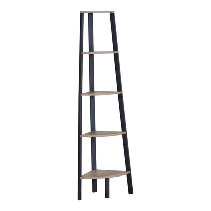 Γωνιακή Βιβλιοθήκη Arvia Oak με Μαύρο Μέταλλο 53.4x37.8x160.3