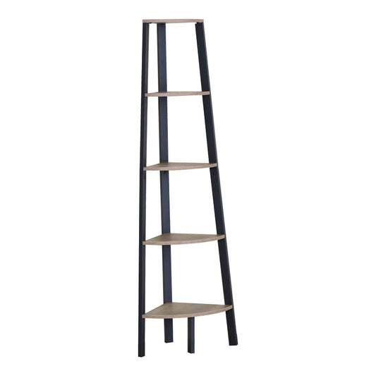 Γωνιακή Βιβλιοθήκη Arvia Oak με Μαύρο Μέταλλο 53.4x37.8x160.3