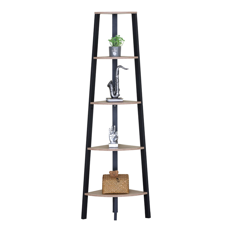 Γωνιακή Βιβλιοθήκη Arvia Oak με Μαύρο Μέταλλο 53.4x37.8x160.3