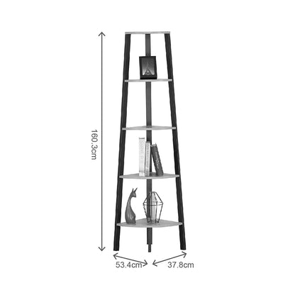 Γωνιακή Βιβλιοθήκη Arvia Oak με Μαύρο Μέταλλο 53.4x37.8x160.3