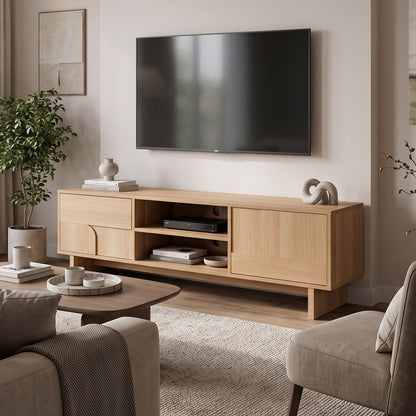 TV Stand Jenfia MDF in Natural Color 150x39x45.5