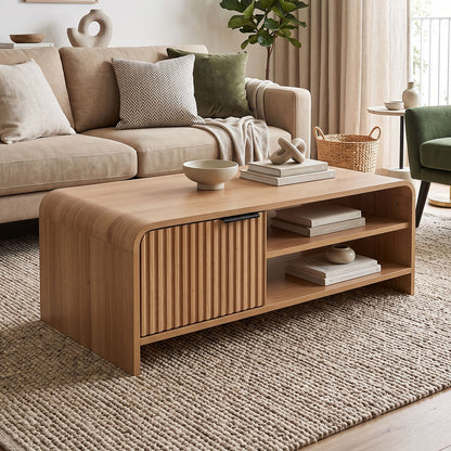 Τραπέζι Σαλονιού Kelba MDF σε Φυσική Απόχρωση 100x50x35,5