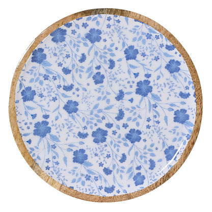 Δίσκος από Ξύλο Μάνγκο με Λουλούδια 20εκ