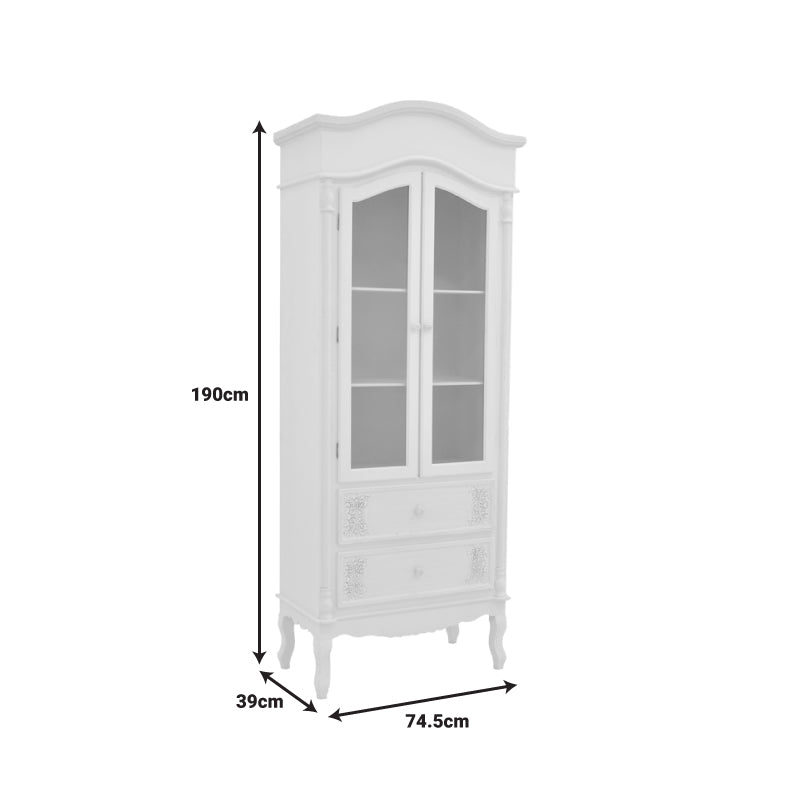 Βιτρίνα Pazlen MDF σε Λευκή Αντικέ Απόχρωση 74.5x39x190