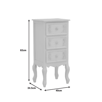 Συρταριέρα Pazlen MDF σε Λευκή Αντικέ Απόχρωση 40x34.5x82