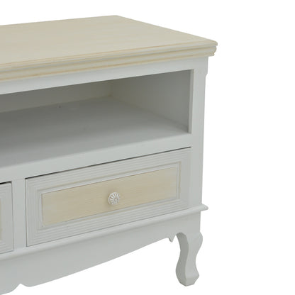 Έπιπλο Τηλεόρασης Joliene MDF σε Λευκή Αντικέ-Φυσική Απόχρωση 100x42x61