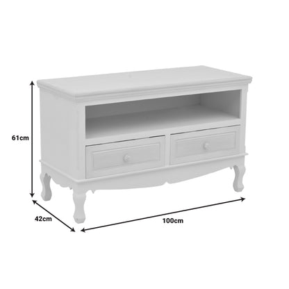 Έπιπλο Τηλεόρασης Joliene MDF σε Λευκή Αντικέ-Φυσική Απόχρωση 100x42x61